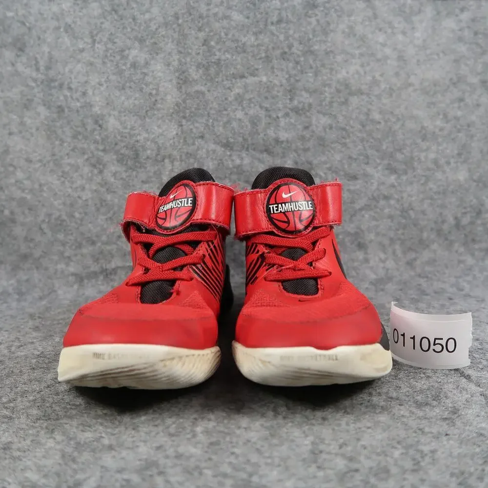 Nike Shoes Kids 13 Sneaker Team Hustle Mid Athletic Trainer Basketball Red Black - Picture 2 of 12